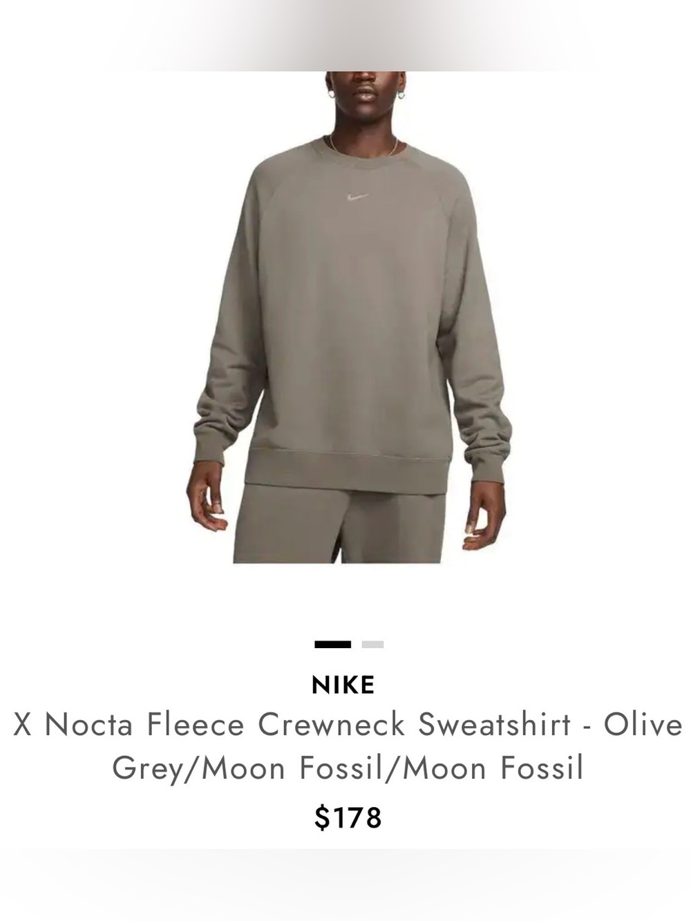 Nike x NOCTA Fleece CS Crewneck Sweatshirt in Olive Grey/Taupe